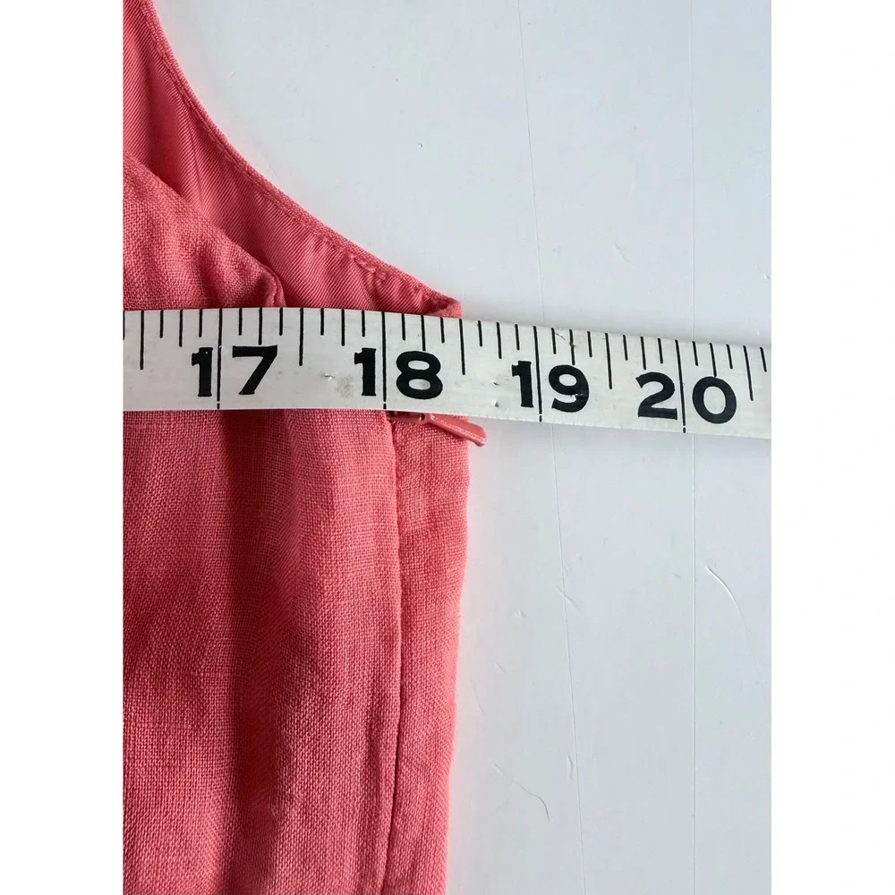 Brooks Brothers Womens 100% Linen Sheath Dress Coral Pink Sleeveless Size 10 - Picture 7 of 9
